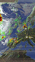 HVCT-versterkt. Hoe donkerder rood, hoe heviger de storm.