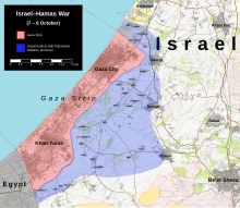 Approximate situation on 7-8 October October 2023 Gaza-Israel conflict (7- 8 October).svg