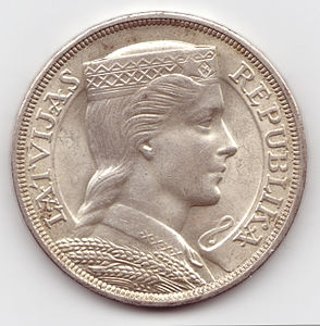 Реверс пятилатовой монеты (1929)