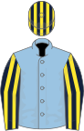 Light Blue, Dark Blue and Yellow striped sleeves and striped cap