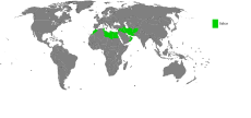 Land hvor Sahar (grønt) er mye brukt