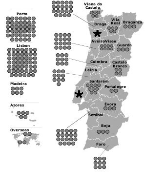 Portuguese electoral districts 2024 circles.svg