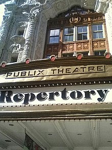 Detail of Publix Theatre logo on what is now Indiana Repertory Theatre Publix theatre Indiana Repertory Theatre.jpg