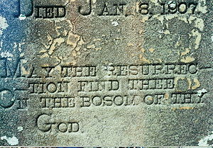 Headstone in a small family cemetery, located ...