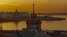 Spit of Nizhny Novgorod and Stroganov Church at sunset 01.jpg