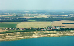 Aerial view of Störmthal on the lake 2008