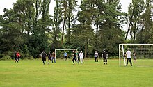 Students playing football at the Markfield Institute of Higher Education Students playing football Markfield Institute.jpg