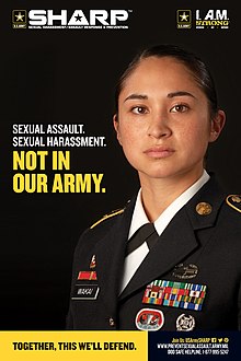 Poster created by the U.S. Army's Sexual Harassment/Assault Response & Prevention (SHARP) US Army SHARP Sexual Harassment and Sexual Assault Prevention Poster.jpg