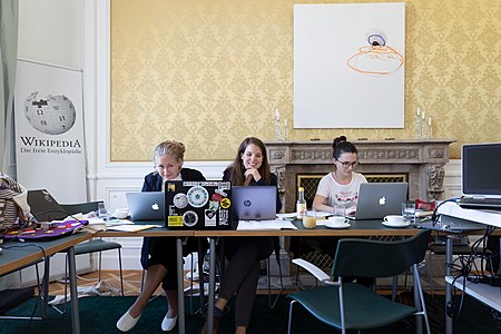 WikiGap events have been held all over the world. Here are the participants of the edit-a-thon at the Embassy of Sweden in Vienna, Austria.