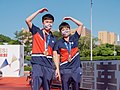 Lin Yun-ju et Cheng I-ching, médaillés de bronze en tennis de table double mixte.