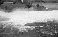 Foaming water seen from the discharging dam, 1961