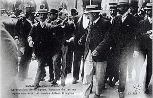 Arrest of Louis Gregori the attempted assassin of Captain Alfred Dreyfus during the ceremony removing Émile Zola's ashes to the Panthéon from the Cimetière de Montmartre in Paris, 4 June 1908