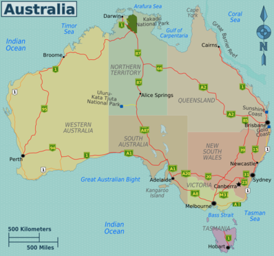 Australia's states and major highways