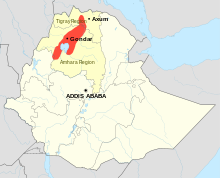 Areas inhabited by the Beta Israel before their mass aliyah. Beta Israel in Ethiopia - en.svg