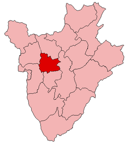 Harta provinciei Muramwya în cadrul statului Burundi