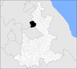 Vị trí của đô thị trong bang Puebla