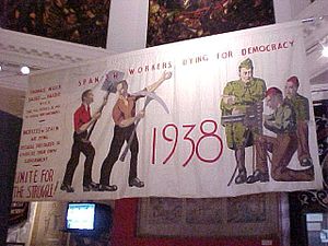 Hanging depicting the International Brigades f...