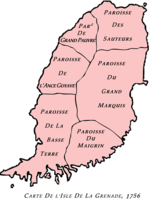 Map of the parishes of Grenada in 1756