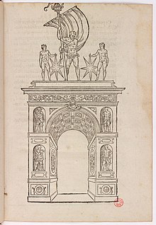 Dessin de l'arc de triomphe réalisé pour l'entrée royale de Henri II.