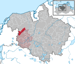 Elhelyezkedése Mecklenburg-Elő-Pomeránia térképén