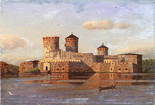 Painting of the castle in 1870 by Oscar Kleineh [fi], before restoration