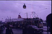 キール市電営業最終日の連接車＋2軸付随車（1985年撮影）