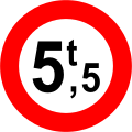 18f) — No vehicles weighing more than 5.5 tonnes