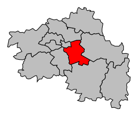 Position of the former Canton of Chartres-Sud-Est in the arrondissement of Chartres.