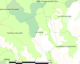 Mapa obce Le Pradal