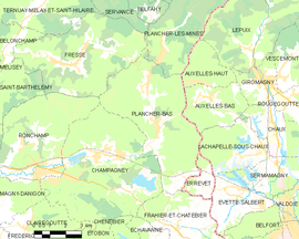 Mapa obce Plancher-Bas