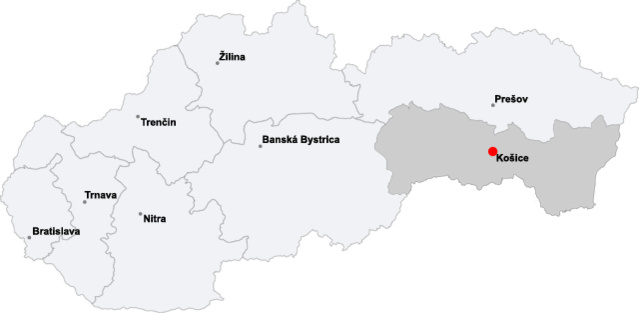 コシツェの位置の位置図