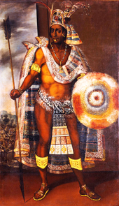 Emperor Moctezuma II of the Aztec Empire wearing a tilmatli Moctezuma Xocoyotzin.png