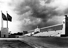 Albert Speer's Zeppelinfeld outside Nuremberg, in 1934 Nazi party rally grounds (1938) 3.jpg