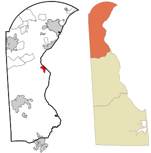 Location in New Castle County and the state of Delaware.