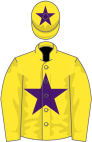 Yellow, purple star and star on cap