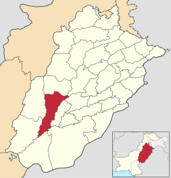 Karte von Pakistan, Position von Muzaffargarh hervorgehoben