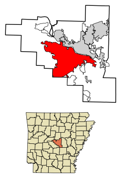 Location of Little Rock in Pulaski County, Arkansas.