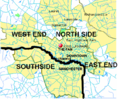 Richmond is often subdivided into North Side, Southside, East End and West End.