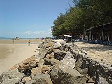 This image represents a typical seawall that is used for preventing and controlling coastal erosion. Seawall (Phetchaburi Province).jpg