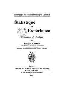François Simiand, Statistique et expérience, 1922     (Défi 100 wikijours)