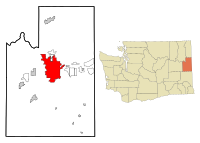 Spokanen kaupunki Spokanen piirikunnan kartalla