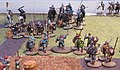 Escena del joc de miniatures Saga, en la qual els vikings lluiten contra els bretons.