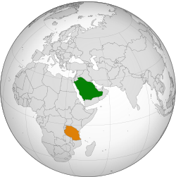 Карта с указанием местоположения Саудовской Аравии и Танзании
