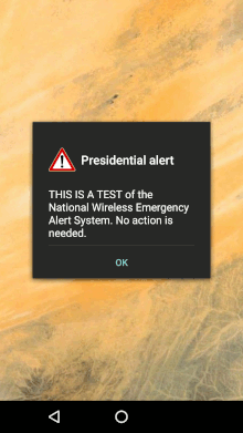 Presidential mobile phone alert for national emergencies U.S. presidential mobile phone alert (animated).gif