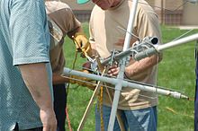 Members of the then Military Affiliate Radio System (MARS) prep an antenna on 10 May 2007 as they respond to a simulated nuclear incident during Operation Vigilant Guard, a joint military and civilian training exercise under way at Camp Atterbury, near Edinburgh, Indiana 070310-A-4000S-001.jpg