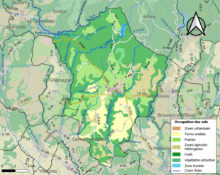 Carte en couleurs présentant l'occupation des sols.