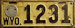 Номерной знак Вайоминга 1917 года 1231.jpg