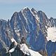 In der Bildmitte der Hauptgipfel der Aiguille Verte. Rechts davon die Grande Rocheuse und die gezackte Aiguille du Jardin. Ganz rechts und tiefer das Signal Vallot.