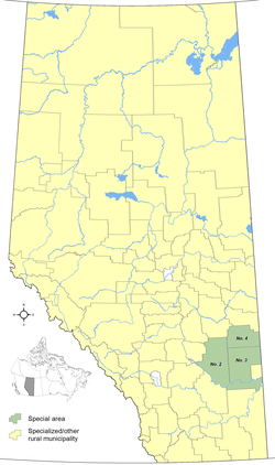 Locations of Alberta's special areas