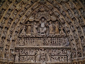 "Last Judgement" sculpture in the Tympanum of the West front